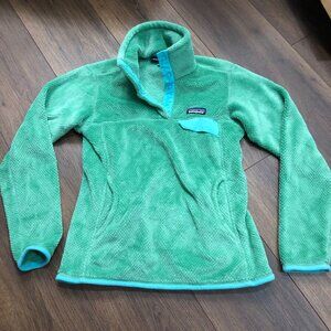 Patagonia Re-Tool Snap T Fleece Pullover Sweater Women's XS Green Teal Hiking